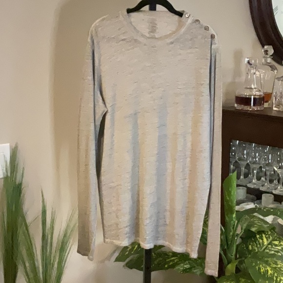 MAJESTIC HOMME PARIS - Gray Long Sleeve Linen Tee - Picture 1 of 6